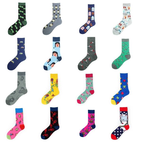 Meias masculinas 28 moda caminhões relógios dinheiro motocicleta negócios homens feliz marinho meias amarelas rua skate presente engraçado meninos masculino algodão sox t221011