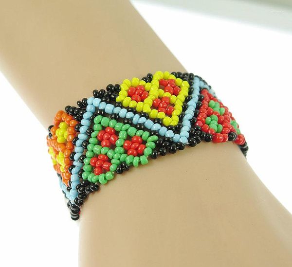 Pulseira de bracelete de contas artesanais Hippy Friendship Roll Crochet Boletas de sementes de sementes de coração para mulheres Presente 2022