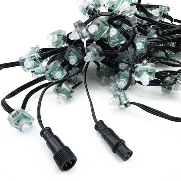 Stringhe DC12V 100ct WS2811 Quadrato Led Pixel Nodi String Lights Filo NERO 18awg Con Connettore Raywu/Zhang/Xconnect/Fai Da Te