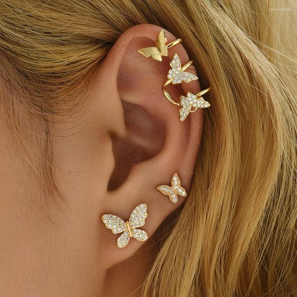 Orecchini a bottone creativi scintillanti CZ zircone piercing farfalla mini per le donne carino cartilagine polsino dell'orecchio regali di gioielli per feste di nozze