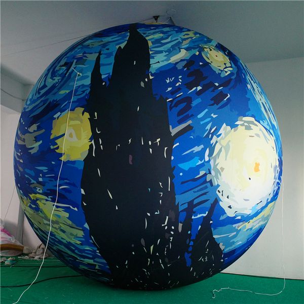 Resumo Arte Llluminated Balloon Planet Planet Infláveis ​​Balão para Decoração de Anúncio de Música