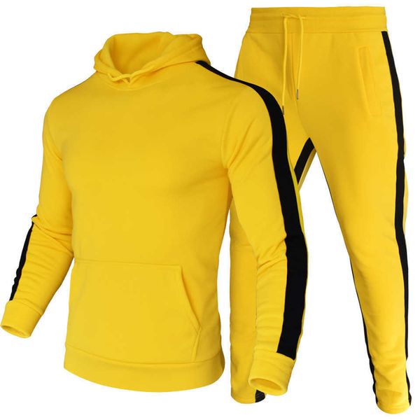 Erkek Trailsits Çizgili Pantolon Set Fitness Kontrast Hoodies Sweatshirt ve Takım Sonbahar Kış Kıyısı Gündelik Kapüşonlu Takip G221011