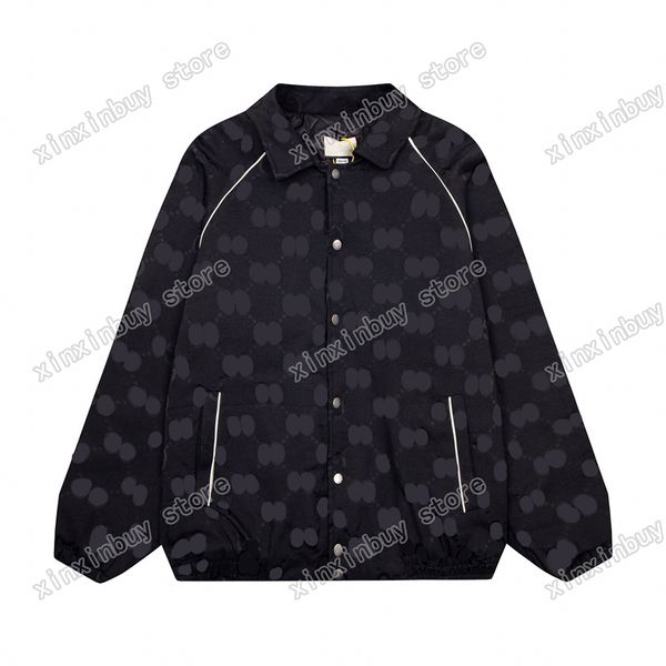 xinxinbuy Cappotto da uomo firmato Giacca da baseball Tessuto lettera jacquard Con pannelli manica lunga donna kaki nero blu XS-2XL