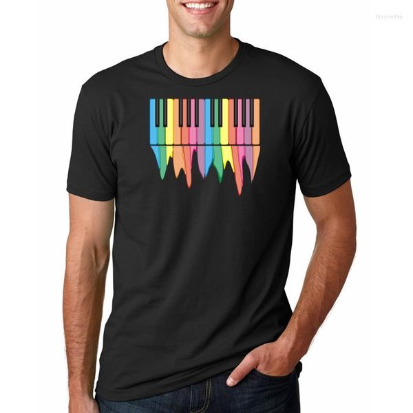 Camiseta masculina camiseta casual canção de piano Keys Designer Crew pescoço de manga curta camiseta de camiseta algodão