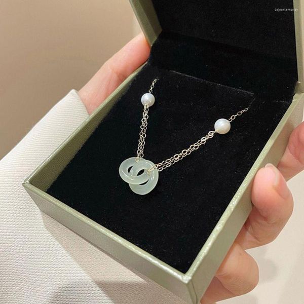 Armreif Geschenk Fee Temperament Luxus Elegante Perle Jade Koreanische Halskette Damen Frieden Schnalle Armband Modeschmuck