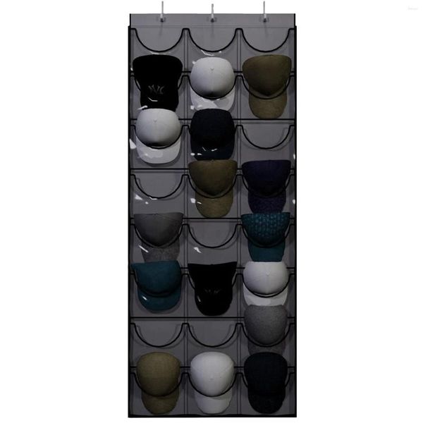 Scatole portaoggetti Organizzatore porta cappelli sopra la porta per berretti da baseball con display porta 24 tasche profonde