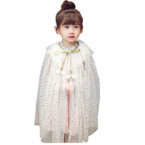 Kinder Mädchen Tüll Sterne Pailletten Umhang Poncho Dünner Umhang Schal mit Schnur Kinder Mode Umhang Kleidung Mädchen Prinzessin Kostüm Für Halloween Cosplay