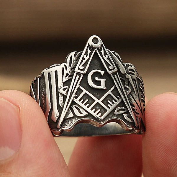 Cluster Rings Classic Vintage Masonic Letter Ring For Men Women 316L Stainless Steel Free Mason Masonic G Rings Amulet Jewelry Gift Wholesale L221011