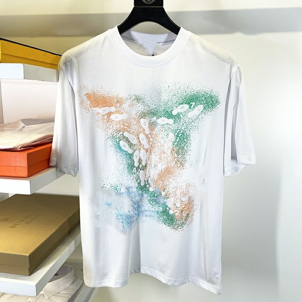 2024 Erkek Tişört Tasarımcısı Bahar Yaz Gevşek Baskı T-Shirt Kamuflaj Kısa Kollu Yüksek Sokak Erkek ve Kadınlar İçin Gevşek Tişört
