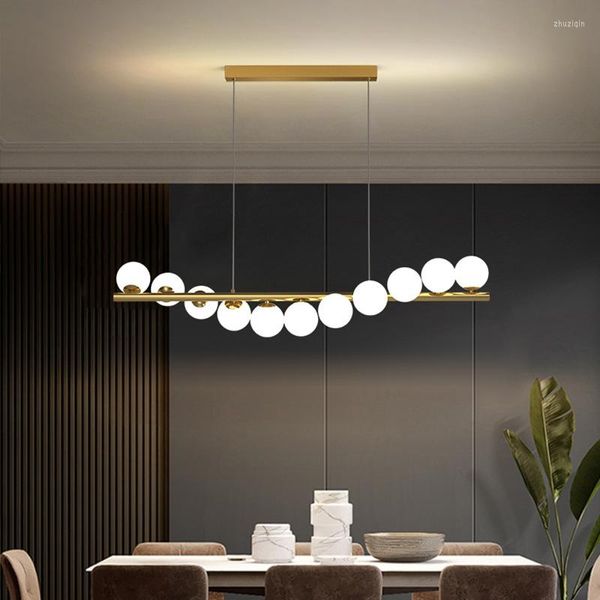 Kronleuchter Moderne lange Decke Kronleuchter Suspension Glaskugeln G9 LED für Tisch Esszimmer Küche Hängelampe Büro Rezeption Lichter