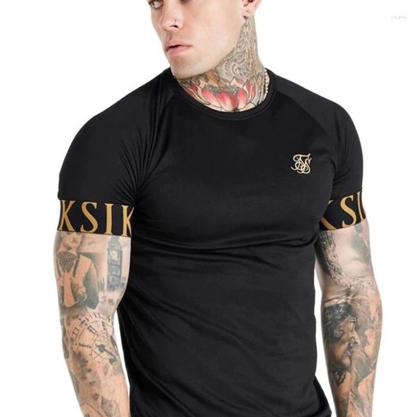 Мужские футболки 2024 Sik Silk Shirt Мужская летняя компрессионная футболка с коротким рукавом Сетчатые топы Футболка Брендовая мужская одежда Повседневная модная футболка