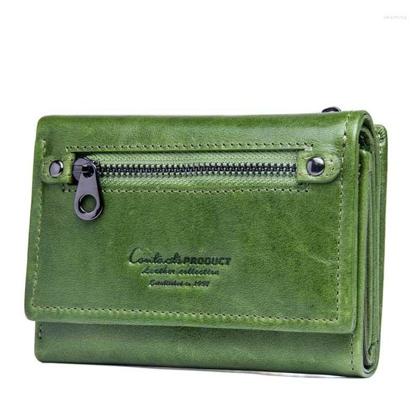 Cartilhas Mulheres e Bolsas Genuínas de Couro Feminino Vallets Zipper Moda Slim Walet Coin Pocketomonee Wm73