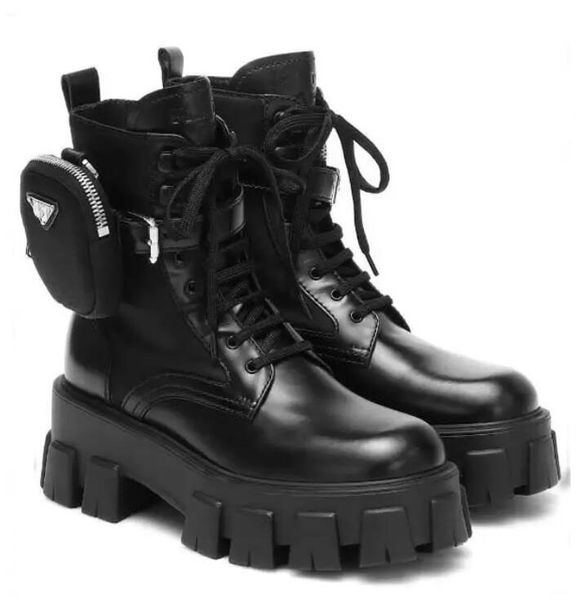 Winter-High-End-Stiefeletten aus Kalbsleder, runder Kopf, Spitze, Knöchelkonfiguration, kleine Tasche, elegante Damenmode, Motorrad-Kampfstiefel