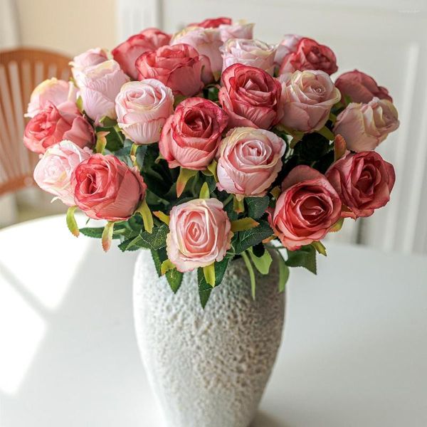 Dekorative Blumen, 5 Stück, künstliche Rosen, Seidenblumen für Zuhause, Wohnzimmer, Dekoration, Hochzeit, Brautstrauß, Hochzeitsdekoration, Arrangement Rosen