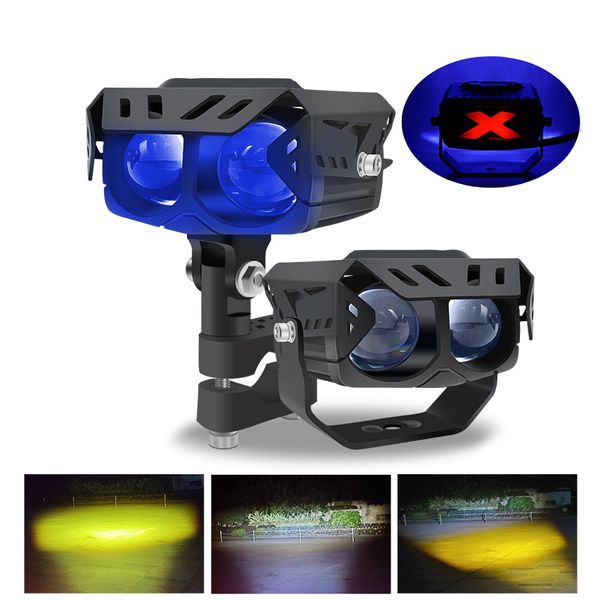 Auto Motorrad LED Scheinwerfer Zusatzscheinwerfer Mini Fahrlicht Fünf-Modus Blinkende Nebelscheinwerfer