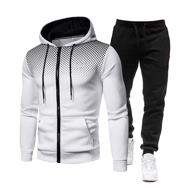 Tute da uomo Casual Sport Fitness Suit con punti Felpa con cappuccio Felpa Autunno Inverno sport Pantaloni manica lunga Set G221011