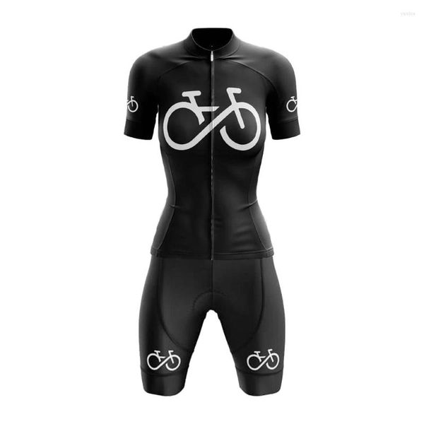 Racing Sets Fahrrad Foever Frau Sommer Schwarz Roupa Ciclismo Feminina Kurzarm Bib Shorts Gel Atmungsaktive Pad Radfahren Jersey Set ropa Mujer