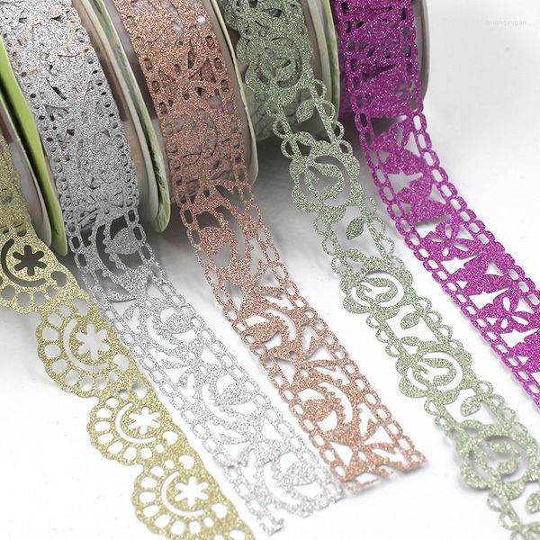 Confezione regalo fai da te nastro colorato in pizzo decorazione scrapbooking rotolo adesivo decorativo colore caramella autoadesivo 15mm 1 metro 2 pezzi