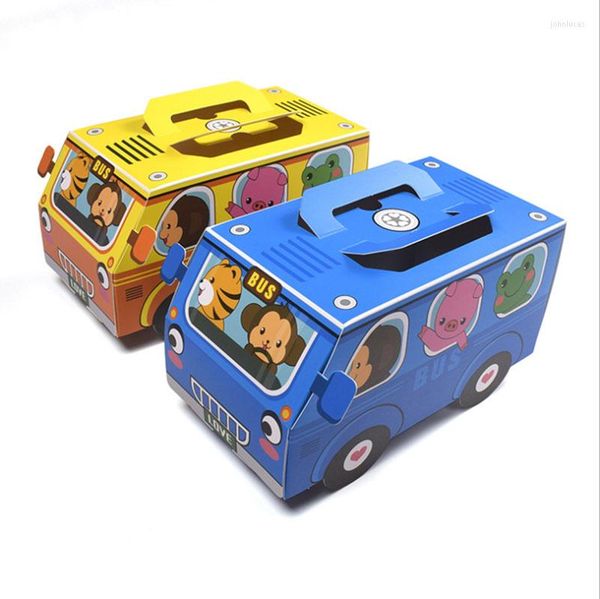 Confezione regalo 6PCS Cartoon Bus Box DIY Craft Candy Birthday Party per Baby Shower Treat Kids Boxes