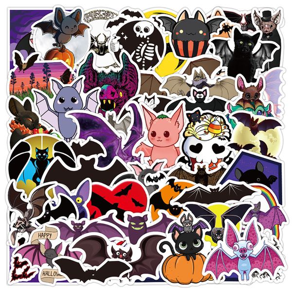 50 pièces Halloween mignon chauve-souris dessin animé autocollants planche à roulettes ordinateur portable vélo bricolage classique jouet décalcomanies autocollant