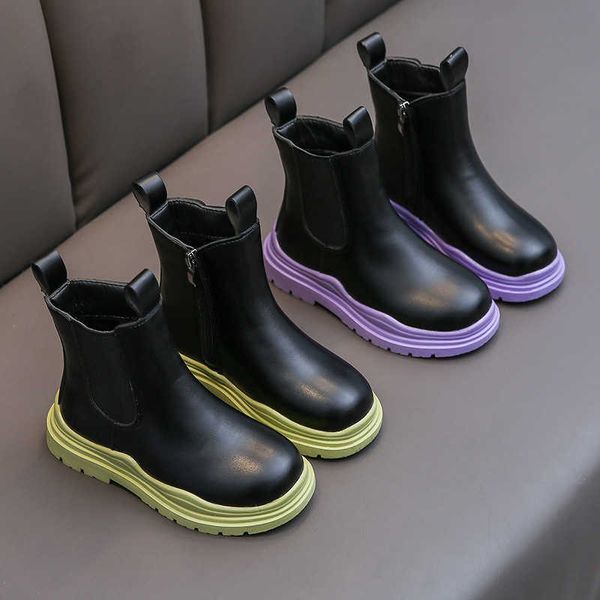 BOTAS 2022 CAIL PU CHILDER CRIANÇAS PU CHURSO NOVO CRIANÇAS CRIANÇAS MENINAS SAPAÇÃO LIDE ZIPPER WINTER MENINAS CRIANÇAS E07241 Y2210