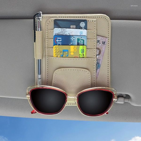 Organizzatore per auto Custodia per occhiali Visiera parasole Tasca a punto Borsa Porta carte IC Clip Stivaggio Riordino Accessori auto