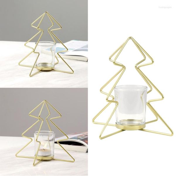 Titulares de vela 3pcs Trede de Natal Titular de ferro forjado Candlestick Stand Tea Light Candlelight Dinner Party Decoração em casa