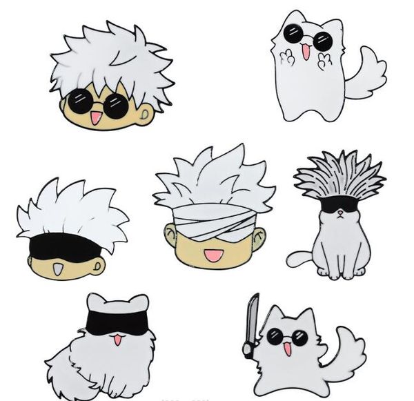 Spille Gojo Satoru Cats Smalto Pin Kawaii Anime Ruolo Maschera per gli occhi Carino Manga Spille Distintivo Jujutsu Kaisen Accessori per zaino GC1705