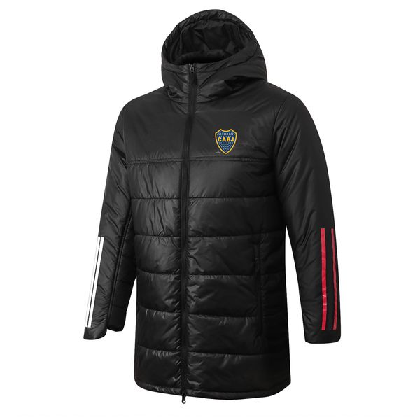 Boca Juniors Herren-Daunenparkas, Winter-Pre-Match-Kapuzenmantel, Winter-Baumwollmantel, durchgehender Reißverschluss, Freizeit, Sport, Outdoor, warmes Sweatshirt