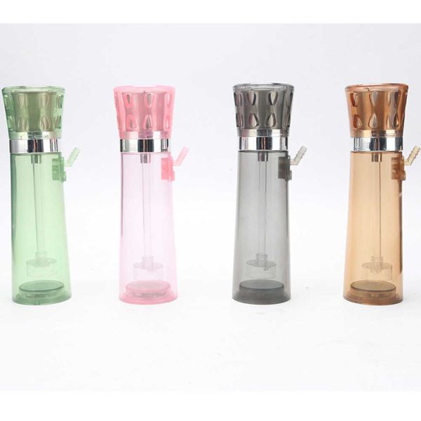Silikonwasserrohr mit LED Light Shishs Acryl Shisha Bongs Getränk Cup mehrfarbige Flaschenform -Mini -Bong mit Glasschale