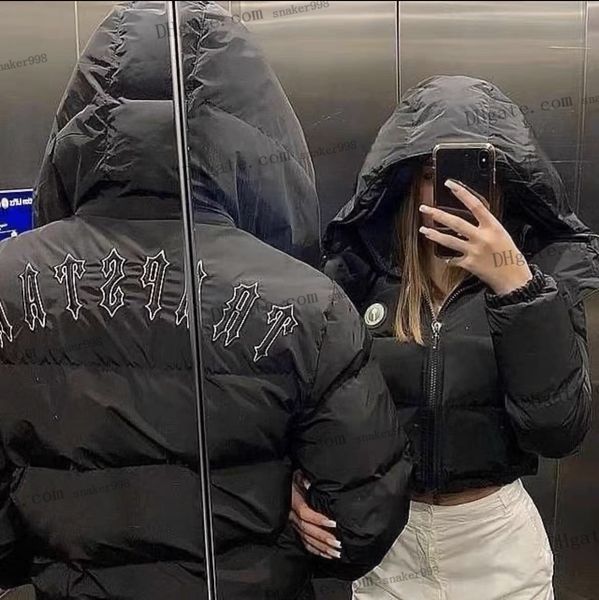 Giacca da uomo Donna Piumino con cappuccio caldo Parka Uomo Nero Giacche spesse Lettera Stampa Abbigliamento Capispalla Giacca a vento Inverno Trapstars Coppie maschili Cappotti corti firmati