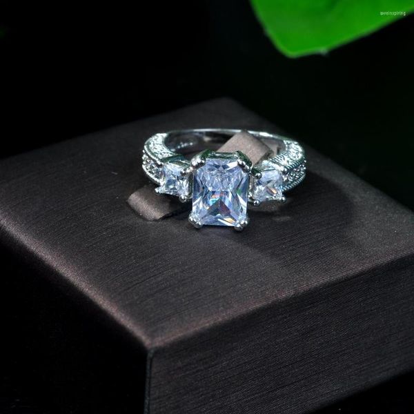 Обручальные кольца мода Big Cz Design Long Full Finger Luxury Cubic Zircon Women помолвка серебряной цветовой обертывание кольцо украшения R-08