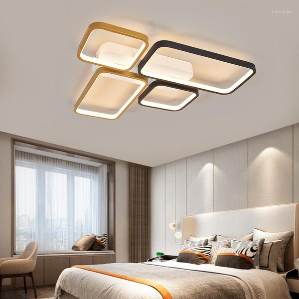 Kronleuchter Schwarz Gold Moderne Led Kronleuchter Für Wohnzimmer Schlafzimmer Studyroom Fernbedienung Dimmbare Deckenleuchte AC90-260V