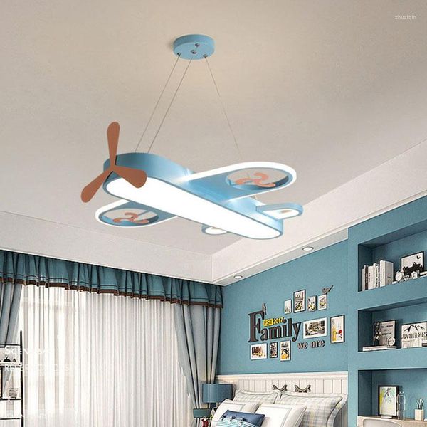 Lustres de lustres modernos lustres de aeronaves rosa azul para o quarto para jantar infantil quarto de bebê berçário decoração nórdica interna