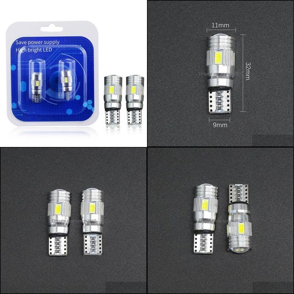 Turn Brake Light Winsun 2X T10 W5W Car Led Indicatore di direzione Bb Canbus Cupola interna Luce di lettura Wedge Side Parking Reverse Brake Lamp 5 Dha7E