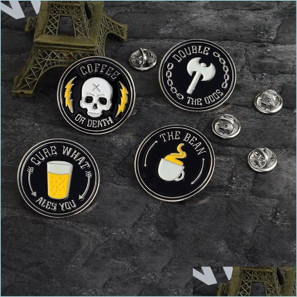 Pins Broschen Persönlichkeit Emaille Brosche Pin Kreative Kaffeetasse Bierflasche Design Broschen Nette Abzeichen Kleidung Zubehör Wholesa Dhng9