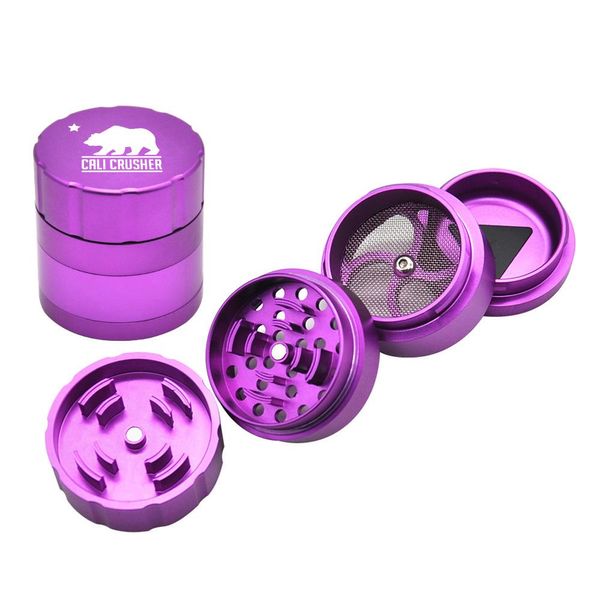 Metal Aluminium Smoker Grinder Fumaça Acessório de fumaça Padrão de 2,08 polegadas 4 peças Tabaco Brinders Bear Muller Muller Tubs Smoke Bowl Brusher de cromo