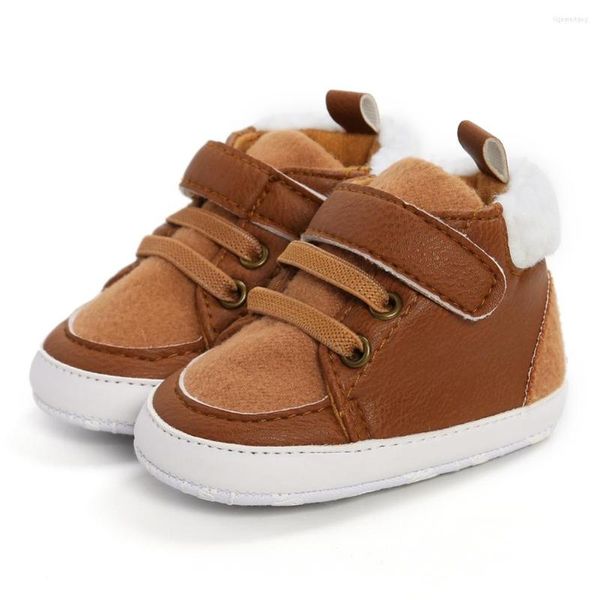 Scarpe da ginnastica per neonato, bambina, sneakers alte, morbida suola antiscivolo, in pelle PU, caldo bambino nato Prewalker, prima culla da passeggio