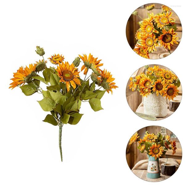 Dekorative Blumen, 1 Stück, künstliche Herbstblumen-Arrangements, Kranz-Arrangement, Stiel, Sonnenblumen-Girlande, Stiele