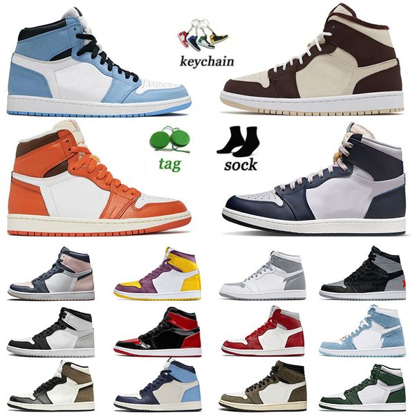 2023 Mode J1 Jumpman 1 Basketballschuhe 1s für Männer Frauen Basalt Georgetown Oatmeal Starfish Electro Orange Hyper Royal Travis UNC Denim OG Sneakers Outdoor