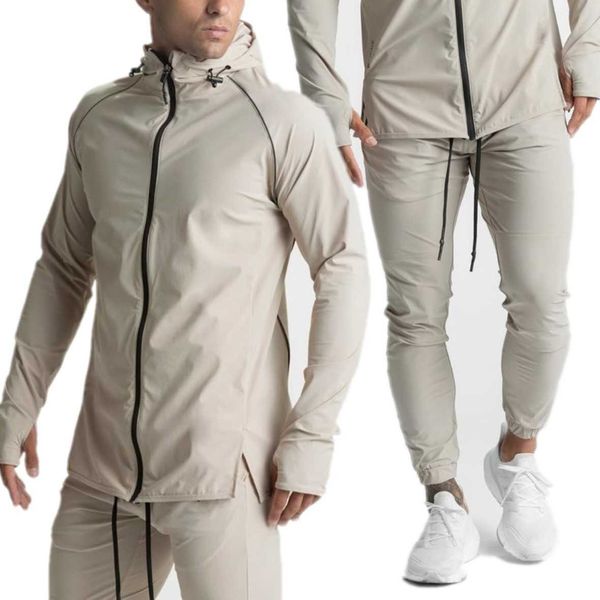 Tute da uomo Fitness Abbigliamento sportivo Tuta Asciugatura rapida Abbigliamento in autunno e inverno Abbigliamento Mattina Corsa Sport Tendenza Escursionismo Campeggio G221011