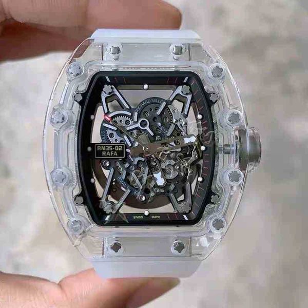 Business Leisure Rm35-02 Relógio Mecânico Totalmente Automático p Crystal Case Tape Mens Watch DQCK