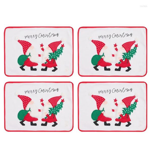 Set di 4 tovagliette natalizie con stampa di Babbo Natale Merry Dinner Xmas Place Kitchen