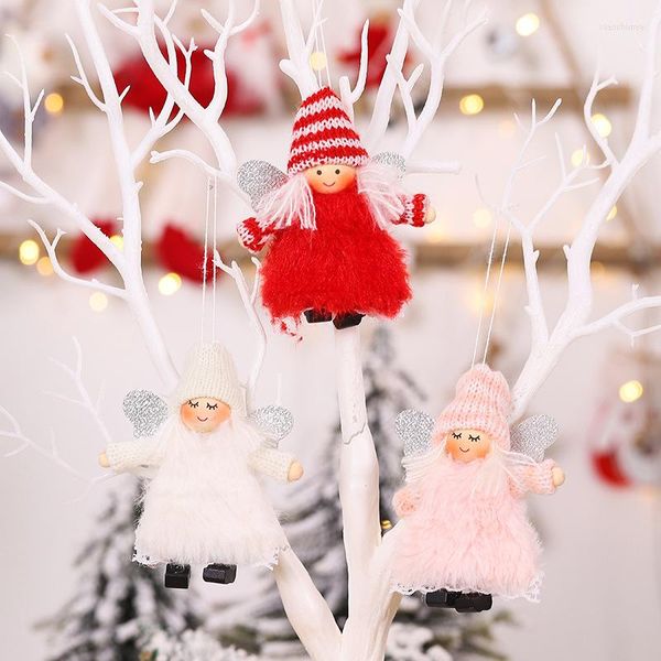 Decorações de Natal 1pc Fluffy Timidez Angel Girl Doll Toy Decoration Home Home de Natal Ano Decoração de Tree Pingents Ornamentos