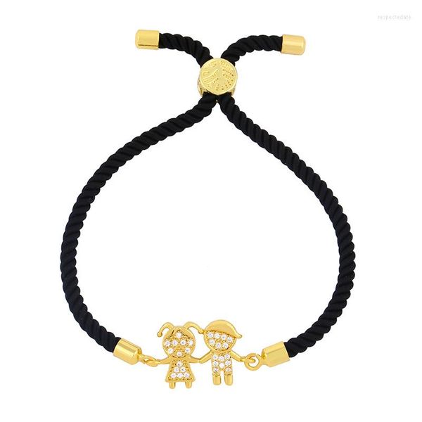 Braccialetti di collegamento pavimentato bianco CZ Girl Boy per le donne gioielli in oro perline di rame braccialetto di cristallo di fascino regolabile regalo unico 2022