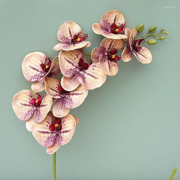 Fiori decorativi Classico Grande Ramo 9 Teste 98 cm Stampa 3D Phalaenopsis Fiore Artificiale Orchidea Puntelli di Nozze Decorazioni per la Casa Po