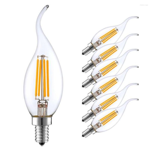 6pcs/lot E14 LED Mum Ampul Edison Retro Filament lambası Sıcak/Soğuk Beyaz 2W/4W/6W C35 Avize Işık