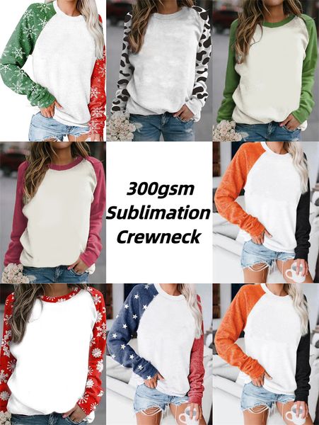 Großhandel Sublimation Blank Faux Bleached Pullover Sweatshirts Party Supplies Weihnachten Crewneck Hoodies Baumwolle Weiches Gefühl Individuelles Logo