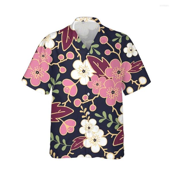 Männer Casual Hemden Jumeast 3D Sakura Blossom Gedruckt Herren Hawaiian Shirt Kurzarm Floral Japanische Mode Für Männer Lose Streetwear