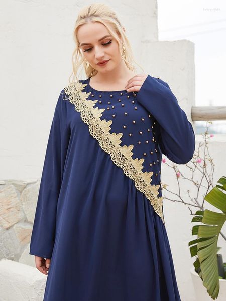 Ethnische Kleidung Blau Abaya Dubai Türkei Arabisch Muslim Kleid Kaftan Islam Maxi Kleider Für Frauen Marokko Vestidos Robe Longue Femme